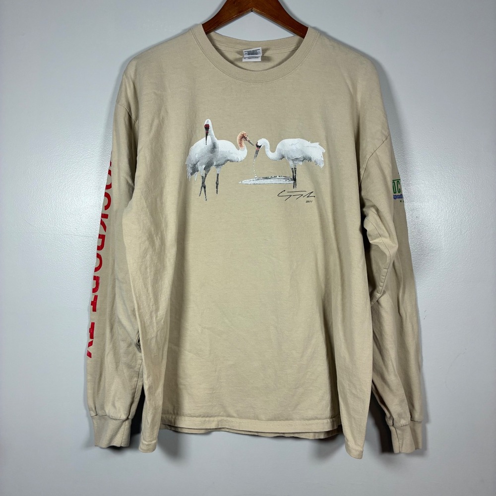 T-Shirt Mens XL Rockport TX Birding Kayak Whooping Crane Coastal Nature Outdoors